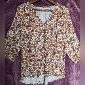 Caffe Marrakesh Peplum Floral Paisley Blouse - Women's Size SMALL